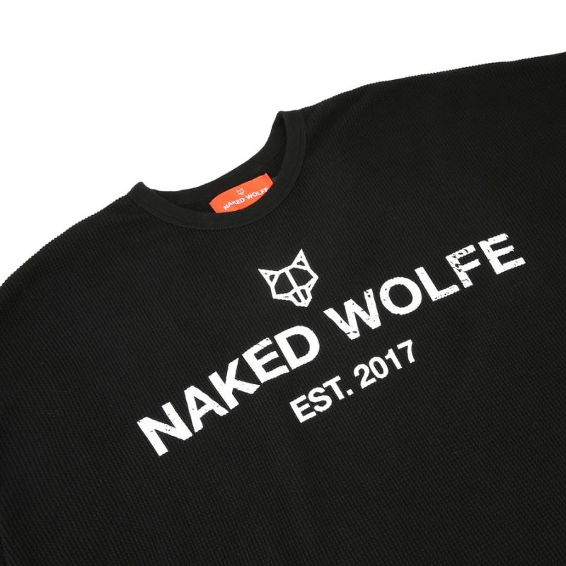 Men's Naked Wolfe Thermal Sweatshirts Black | PHILIPPINES FLKNAVJ41