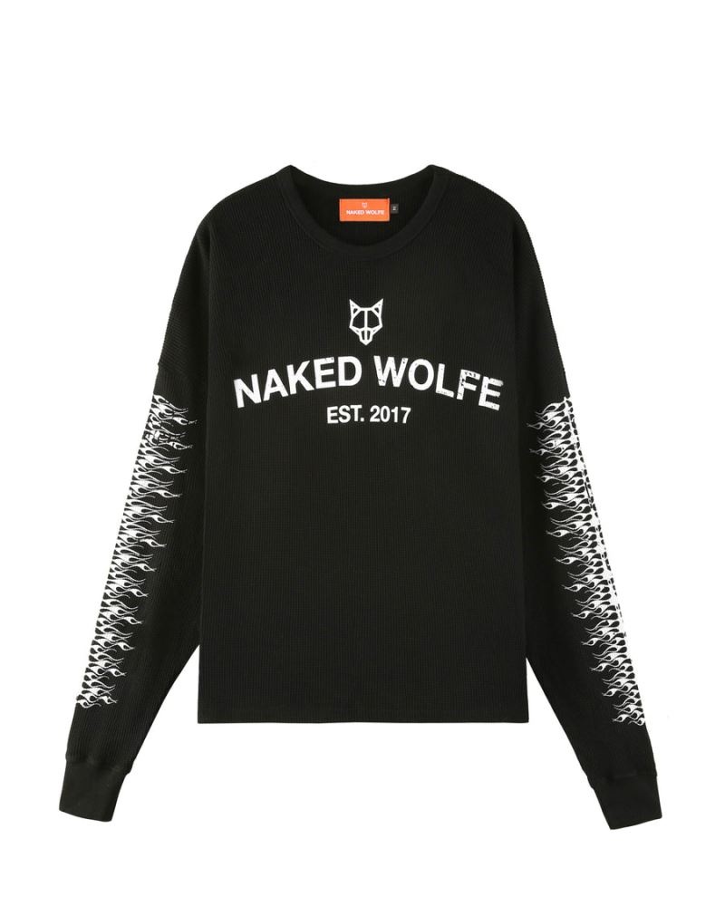 Men\'s Naked Wolfe Thermal Sweatshirts Black | PHILIPPINES FLKNAVJ41