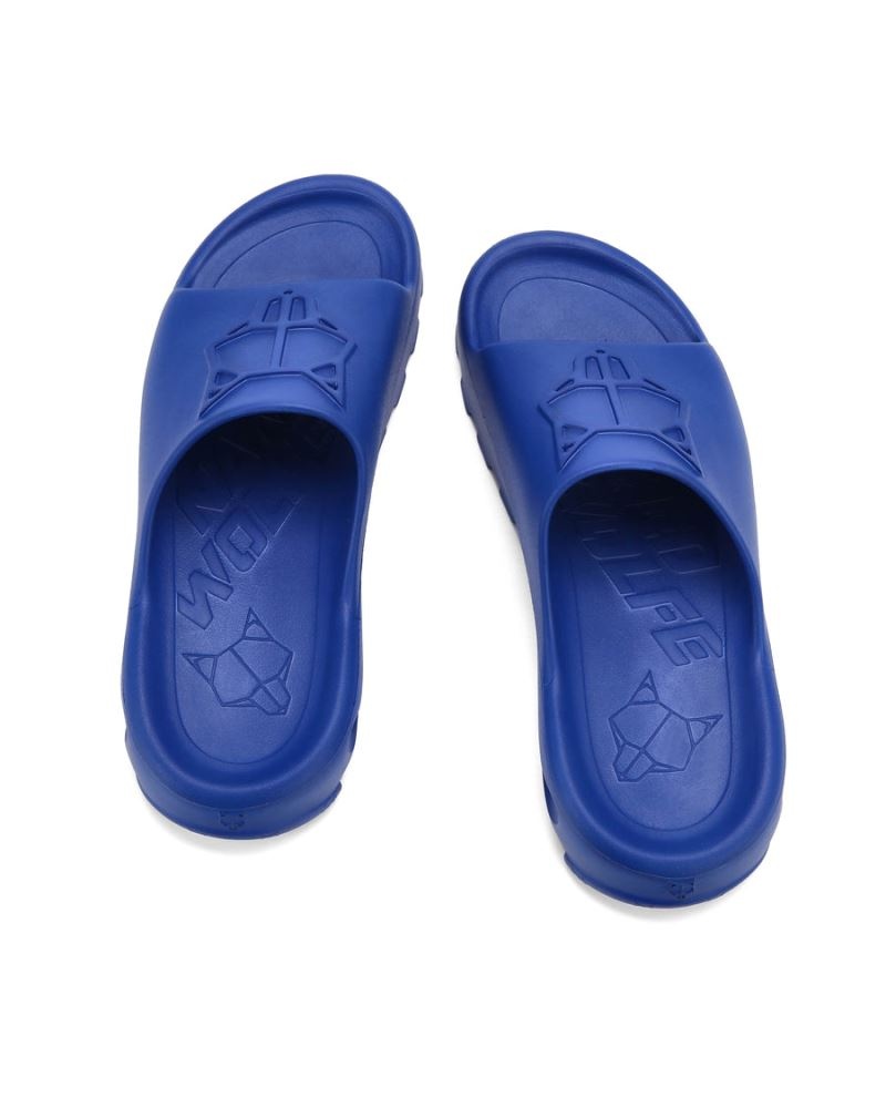 Men's Naked Wolfe Tommy Slides Blue | PHILIPPINES RWSHXQZ95