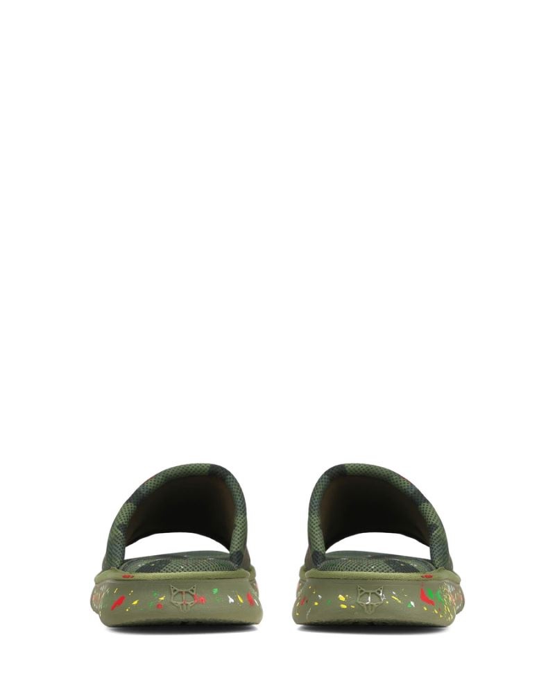 Men's Naked Wolfe Vegas Army Mesh Slides Olive | PHILIPPINES KODCYNE51