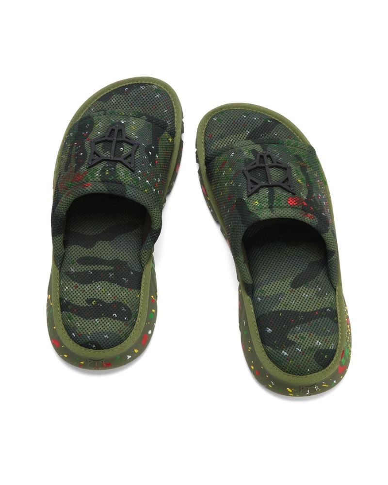 Men's Naked Wolfe Vegas Army Mesh Slides Olive | PHILIPPINES KODCYNE51