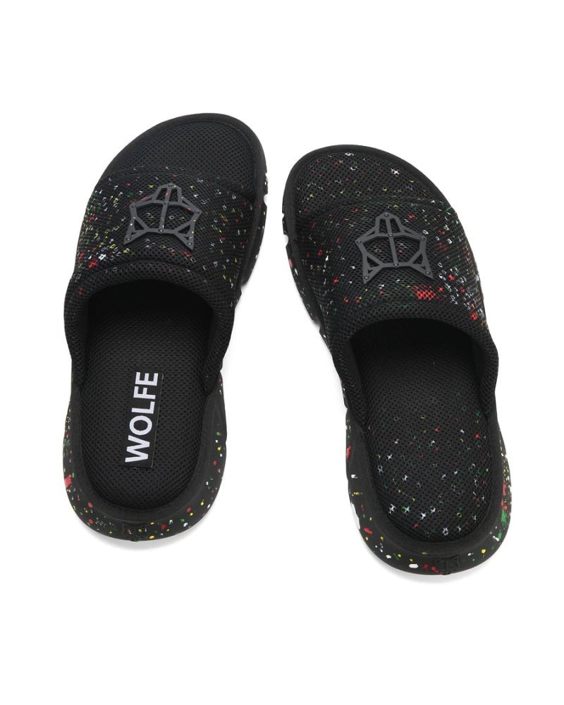 Men's Naked Wolfe Vegas Mesh Slides Black | PHILIPPINES RSOZGVP70