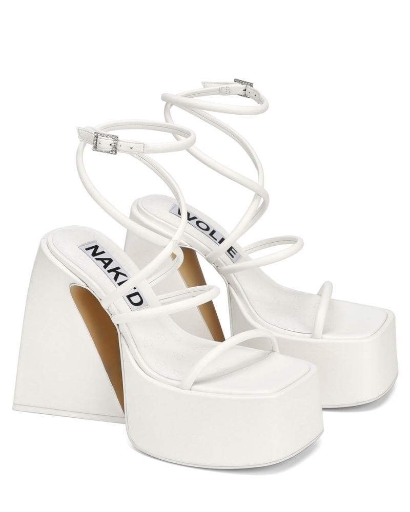 Women's Naked Wolfe Angel Leather Platform Sandals White | PHILIPPINES EHZTDVM49