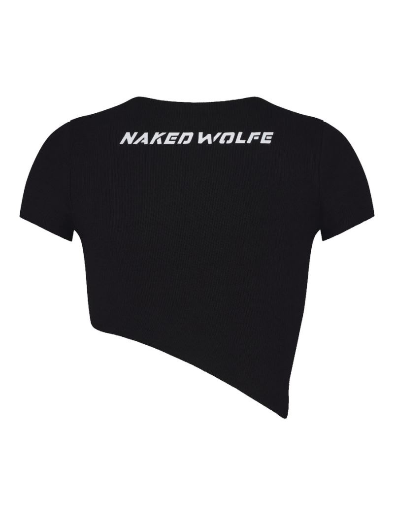 Women's Naked Wolfe Asymmetrical T-Shirt Black | PHILIPPINES PJZRAQM43