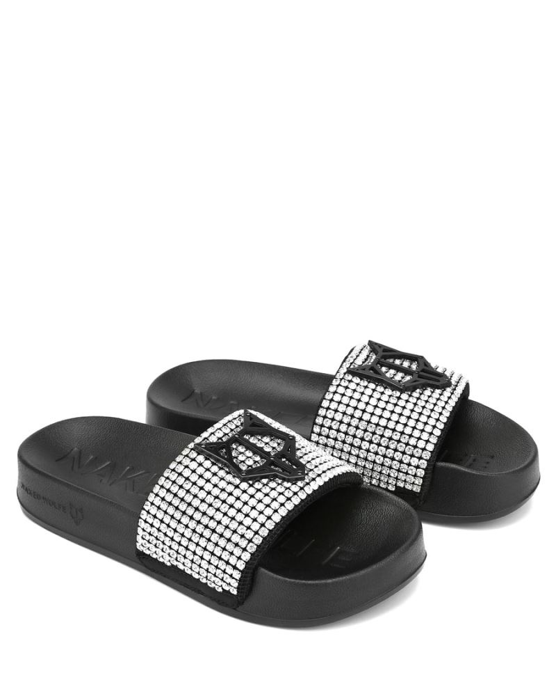 Women's Naked Wolfe Coast Diamonds Slides Black | PHILIPPINES VPOSIWB27