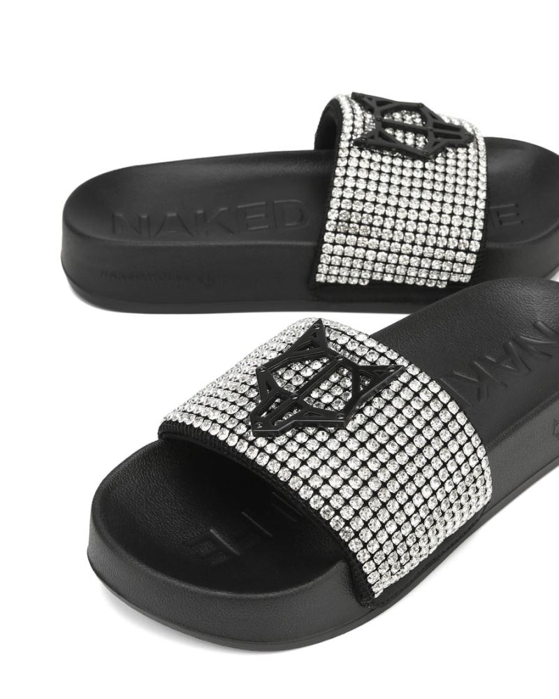 Women's Naked Wolfe Coast Diamonds Slides Black | PHILIPPINES VPOSIWB27