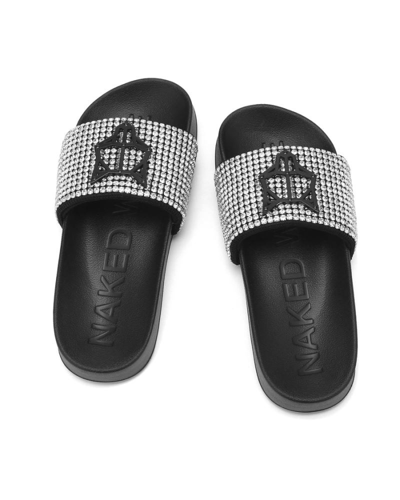 Women's Naked Wolfe Coast Diamonds Slides Black | PHILIPPINES VPOSIWB27