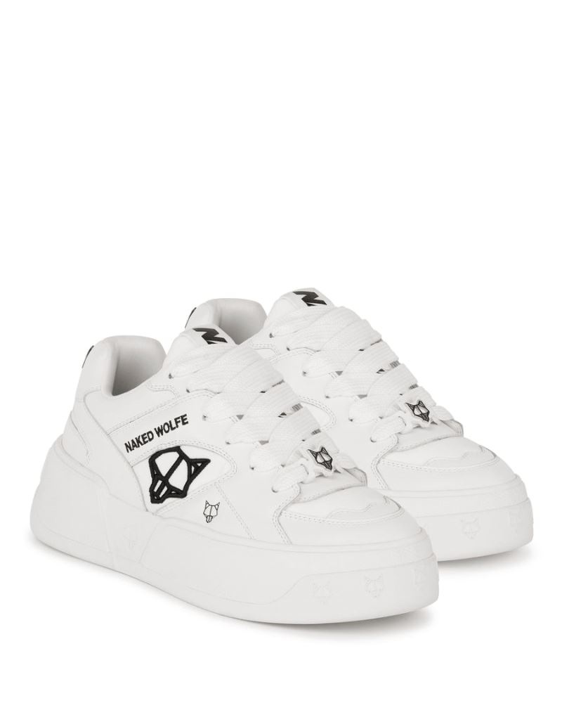 Women's Naked Wolfe Crash Cow Leather Sneakers White | PHILIPPINES NLDJMWC14