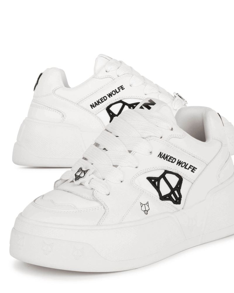 Women's Naked Wolfe Crash Cow Leather Sneakers White | PHILIPPINES NLDJMWC14