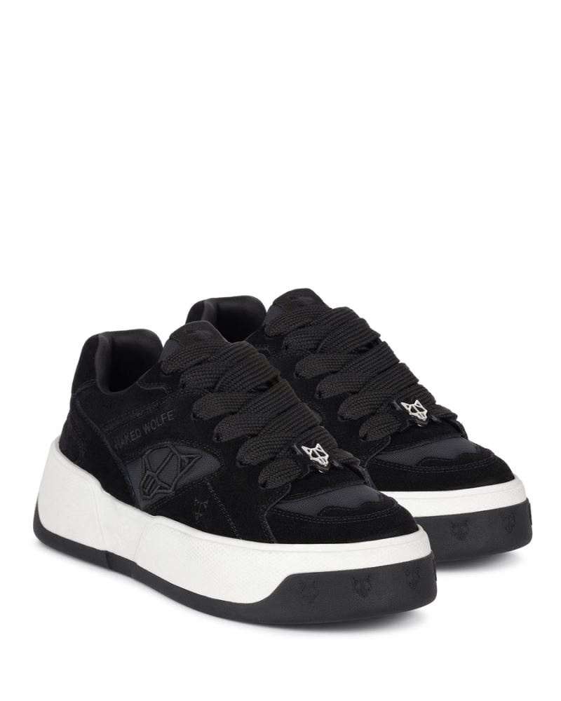 Women's Naked Wolfe Crash Cow Suede Sneakers Black | PHILIPPINES XTYOFGZ19