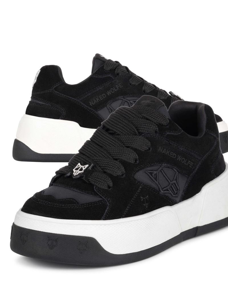 Women's Naked Wolfe Crash Cow Suede Sneakers Black | PHILIPPINES XTYOFGZ19