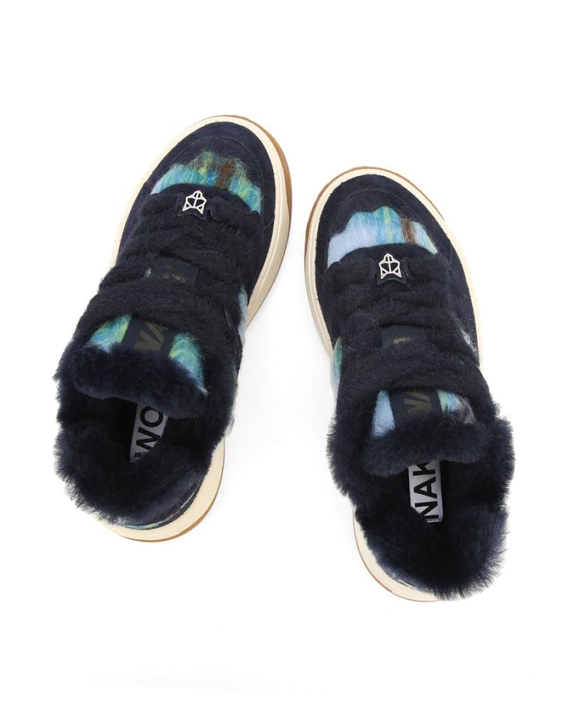 Women's Naked Wolfe Crash Hairy Cow Suede/Wool Sneakers Black / Blue | PHILIPPINES ZGFBAJE49