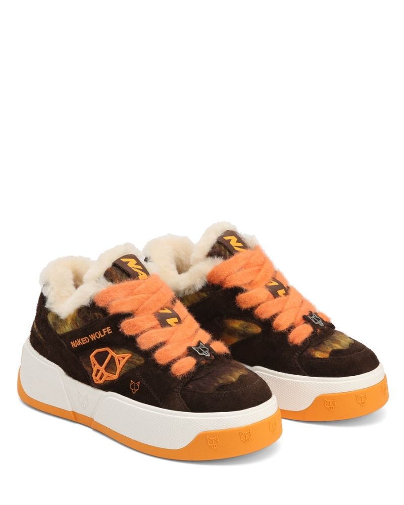 Women's Naked Wolfe Crash Hairy Cow Suede/Wool Sneakers Orange / Brown | PHILIPPINES ANTZIUF64