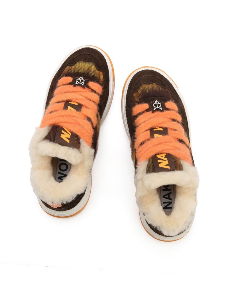 Women's Naked Wolfe Crash Hairy Cow Suede/Wool Sneakers Orange / Brown | PHILIPPINES ANTZIUF64