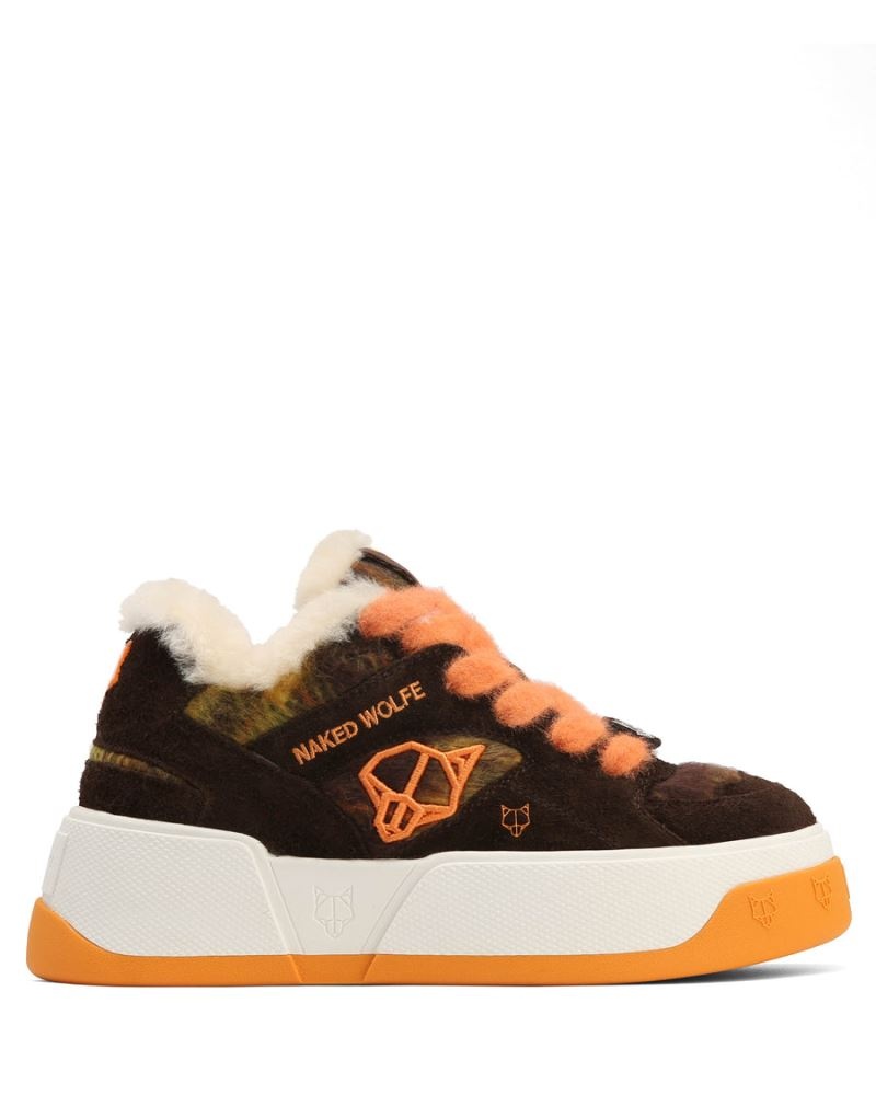 Women\'s Naked Wolfe Crash Hairy Cow Suede/Wool Sneakers Orange / Brown | PHILIPPINES ANTZIUF64