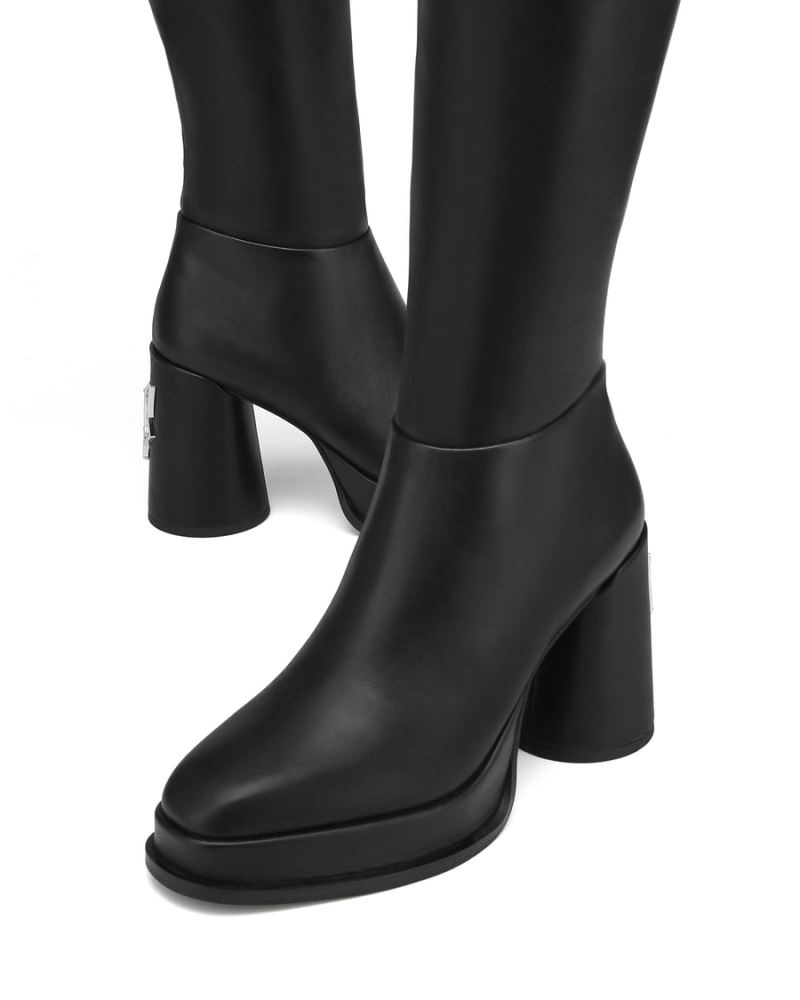 Women's Naked Wolfe Crazy Leather Platform Boots Black | PHILIPPINES QXNUERT50