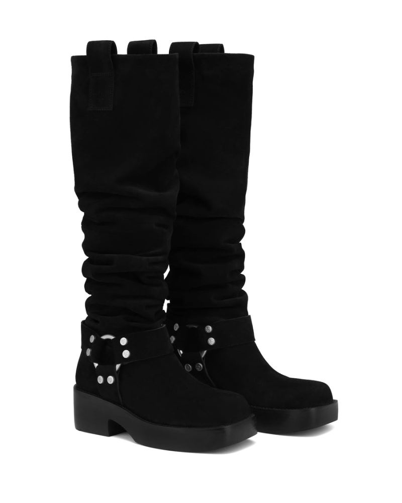 Women's Naked Wolfe Crook Suede Knee-high Boots Black | PHILIPPINES GZPFTYN80