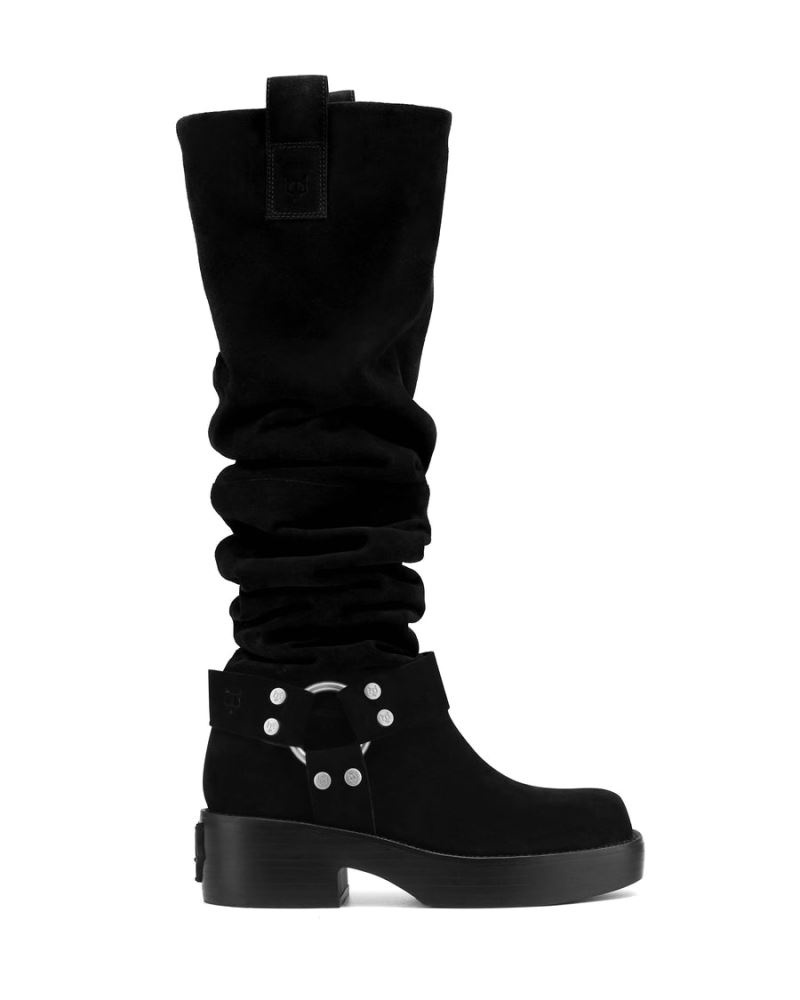 Women\'s Naked Wolfe Crook Suede Knee-high Boots Black | PHILIPPINES GZPFTYN80