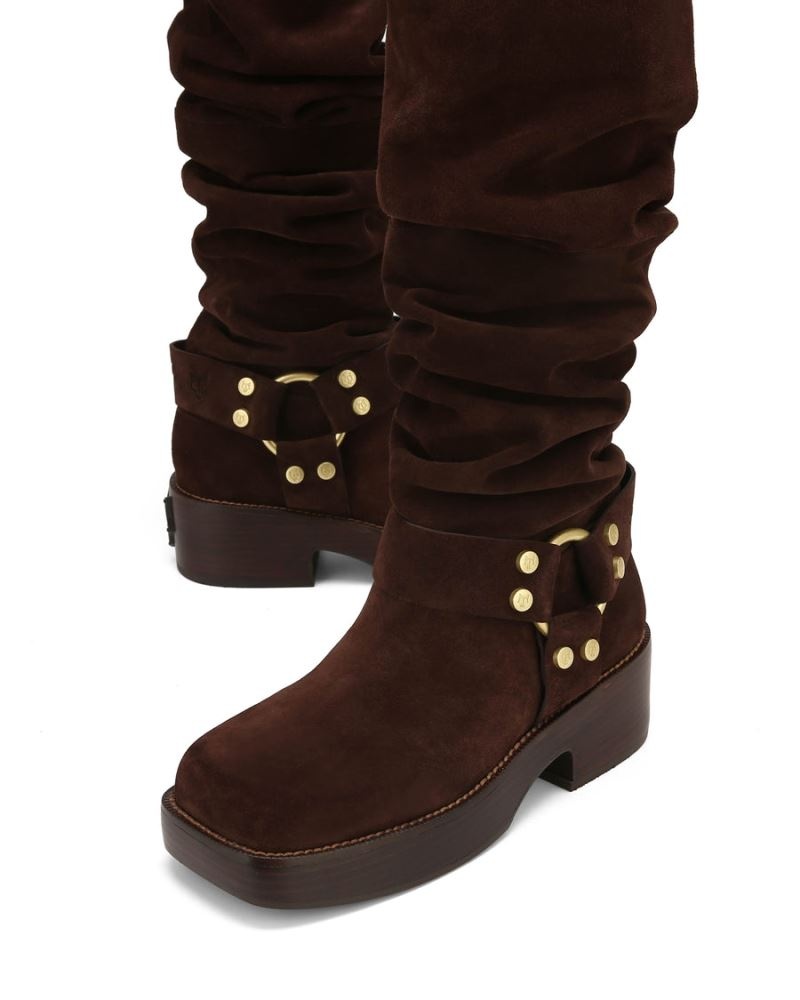 Women's Naked Wolfe Crook Suede Knee-high Boots Chocolate | PHILIPPINES APCMBKL09