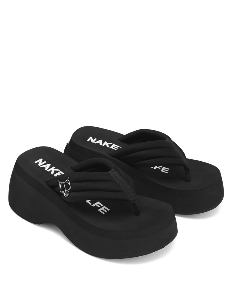 Women's Naked Wolfe Damsel Lycra Flip Flops Black | PHILIPPINES TNOJUYF12