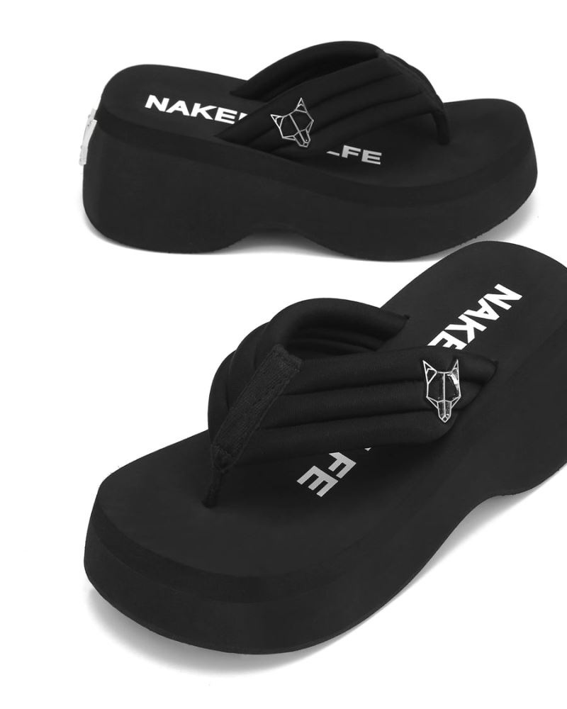 Women's Naked Wolfe Damsel Lycra Flip Flops Black | PHILIPPINES TNOJUYF12