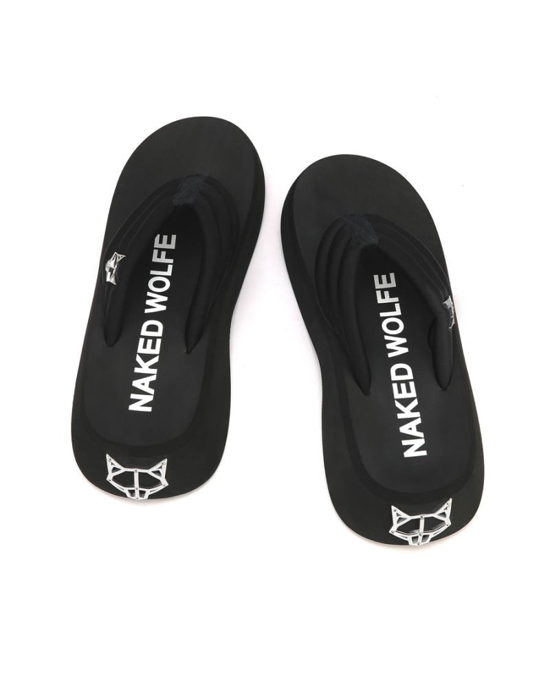 Women's Naked Wolfe Damsel Lycra Flip Flops Black | PHILIPPINES TNOJUYF12