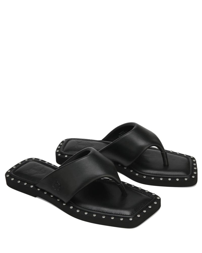 Women's Naked Wolfe Danni Leather Flip Flops Black | PHILIPPINES JUVEOFP34