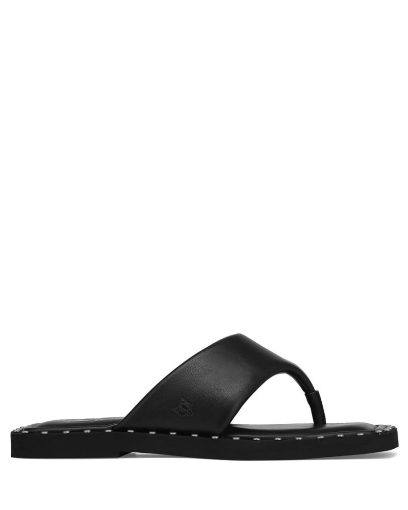 Women\'s Naked Wolfe Danni Leather Flip Flops Black | PHILIPPINES JUVEOFP34