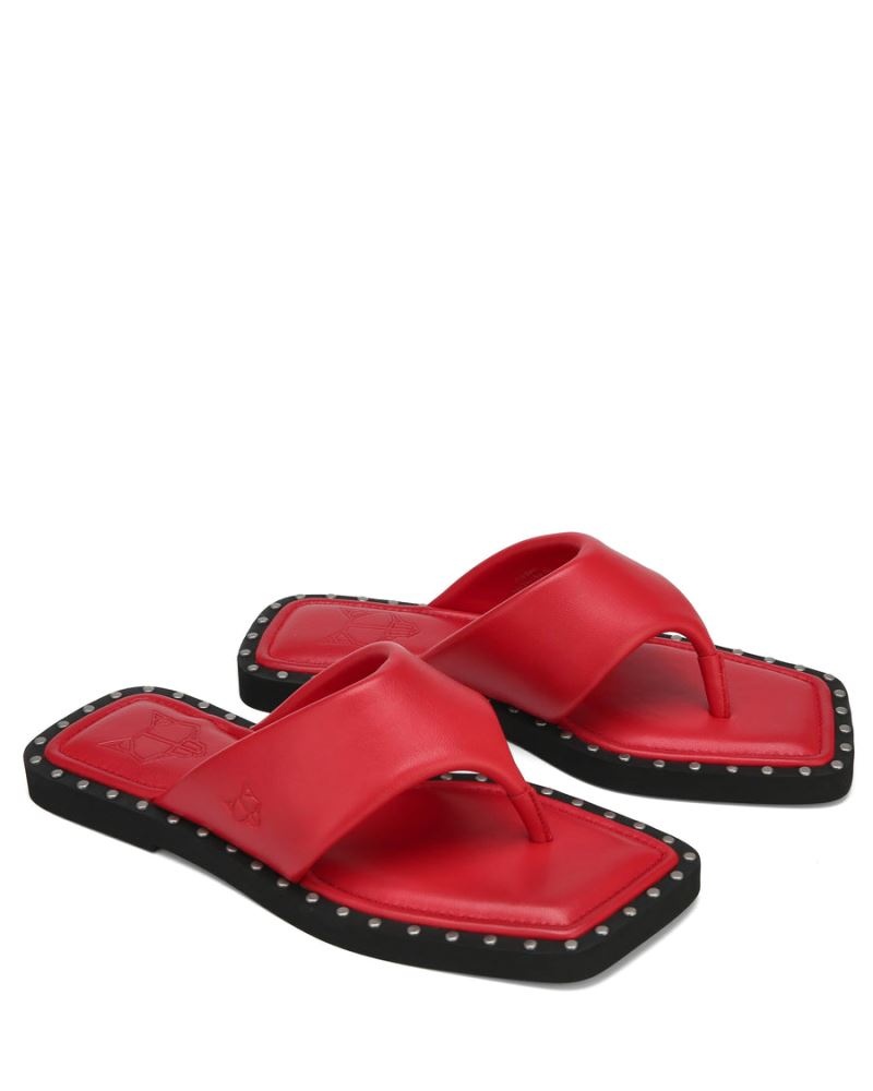 Women's Naked Wolfe Danni Leather Flip Flops Red | PHILIPPINES DGCYTKL02