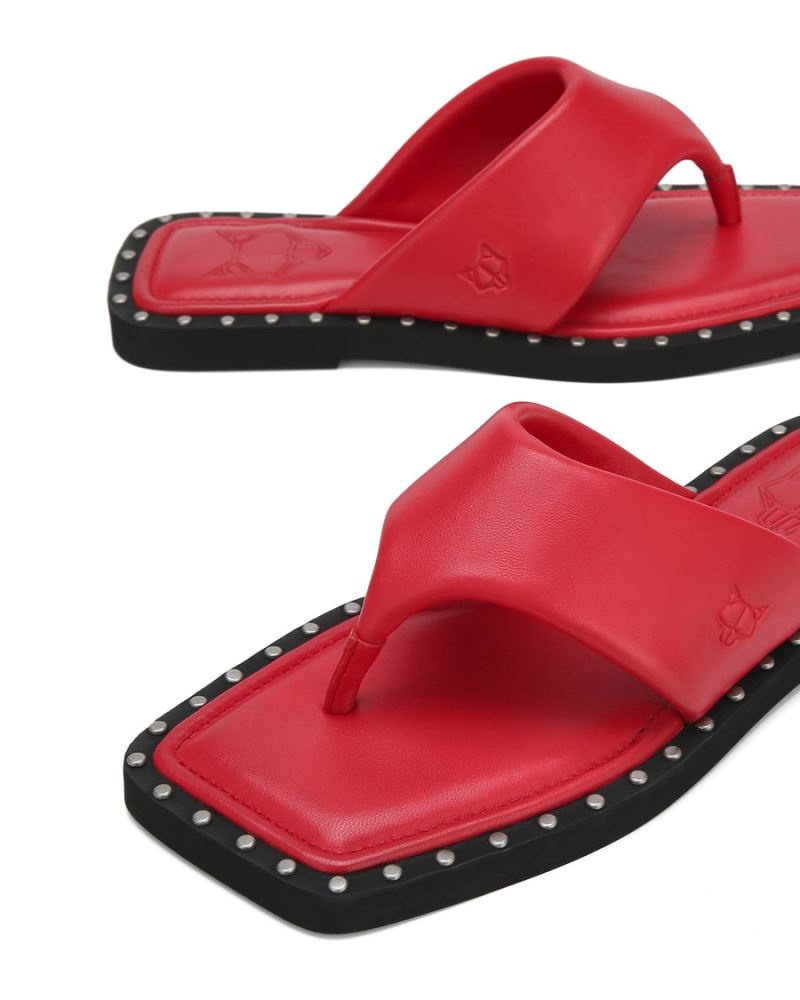 Women's Naked Wolfe Danni Leather Flip Flops Red | PHILIPPINES DGCYTKL02