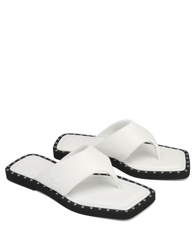 Women's Naked Wolfe Danni Leather Flip Flops White | PHILIPPINES JZXPOLH85