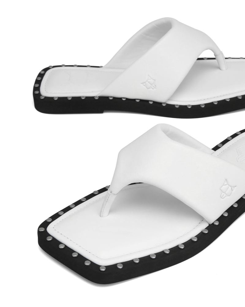 Women's Naked Wolfe Danni Leather Flip Flops White | PHILIPPINES JZXPOLH85