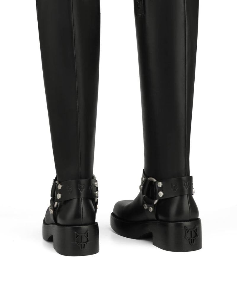 Women's Naked Wolfe Desert Leather Knee-high Boots Black | PHILIPPINES KVSAMEI57