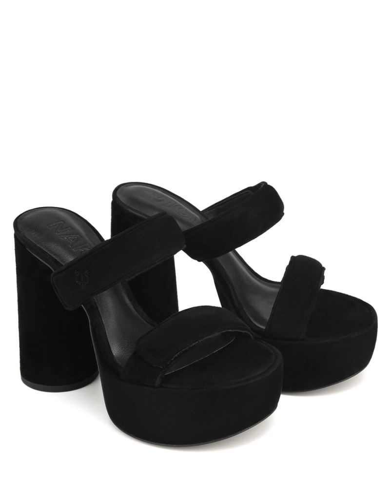 Women's Naked Wolfe Diamond Suede Platform Sandals Black | PHILIPPINES XTFUYHG10