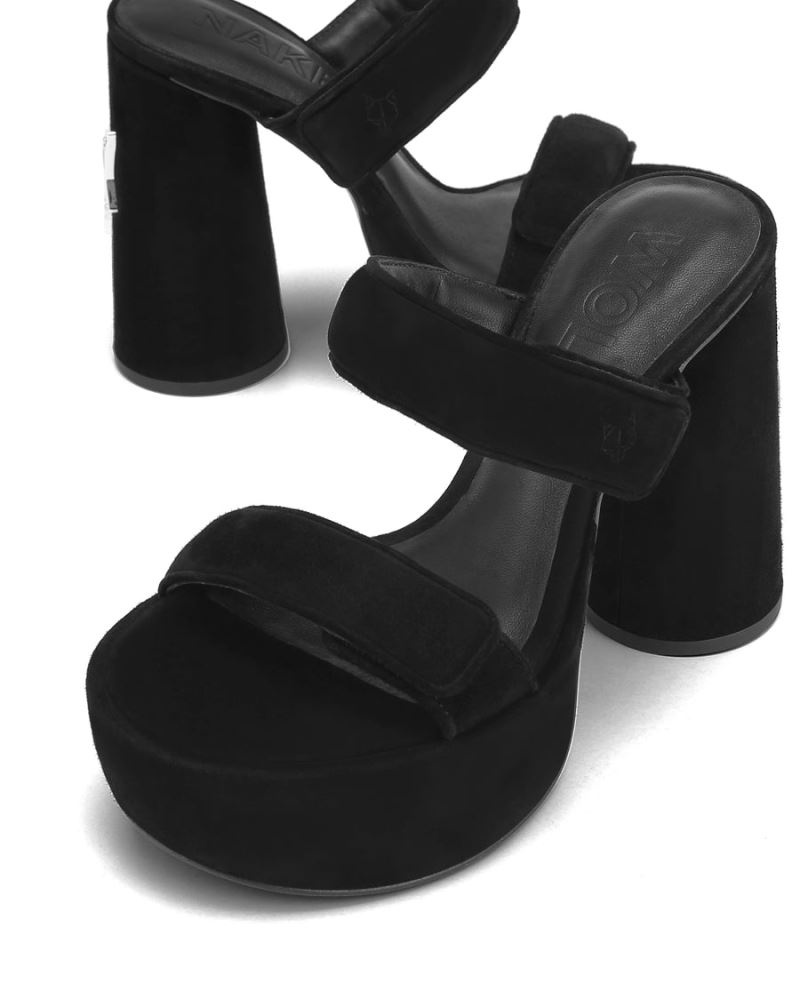 Women's Naked Wolfe Diamond Suede Platform Sandals Black | PHILIPPINES XTFUYHG10