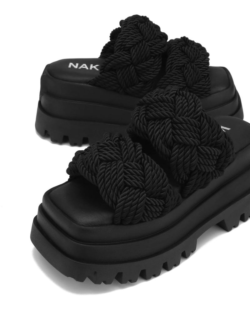 Women's Naked Wolfe Drama Rope Platform Sandals Black | PHILIPPINES BUMSNCE31