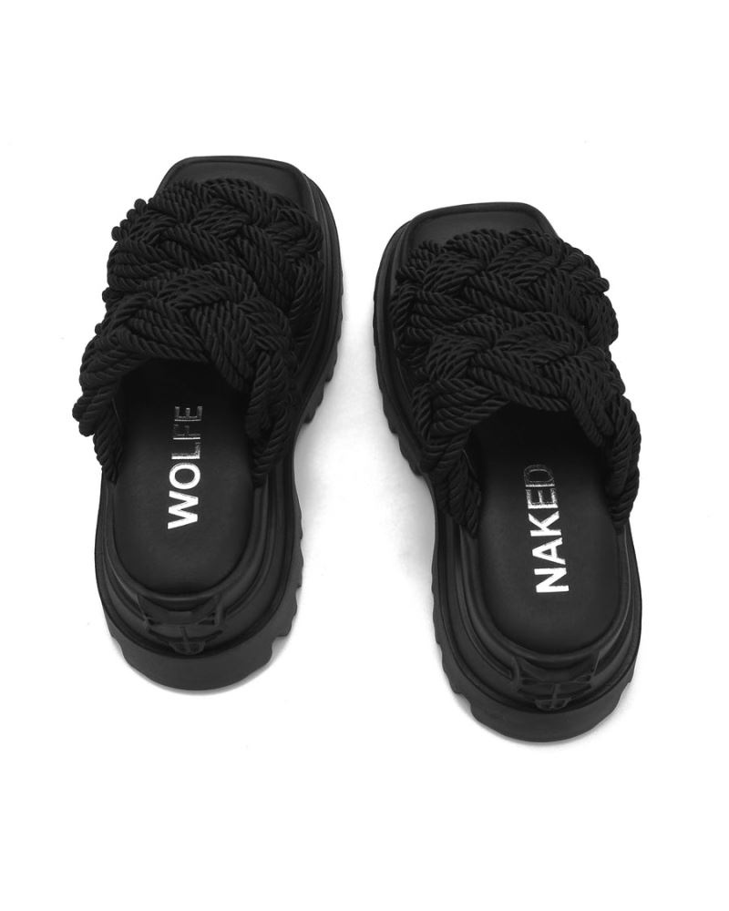 Women's Naked Wolfe Drama Rope Platform Sandals Black | PHILIPPINES BUMSNCE31