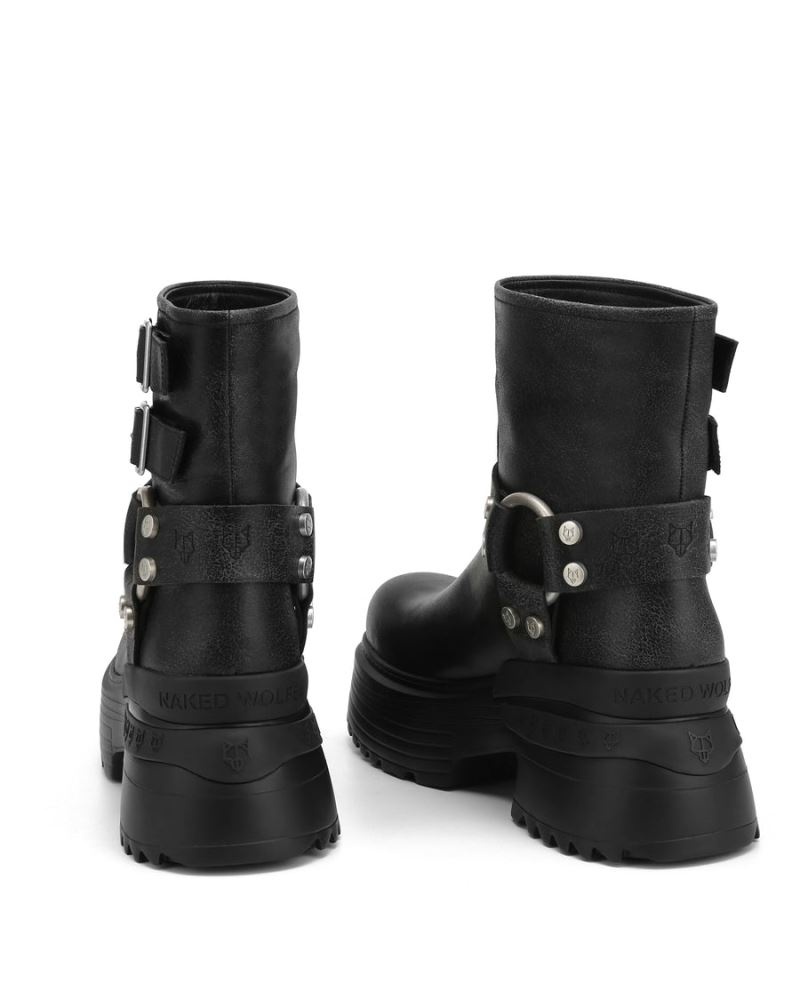 Women's Naked Wolfe Eclipse Leather Platform Boots Black | PHILIPPINES VFJZHIS50