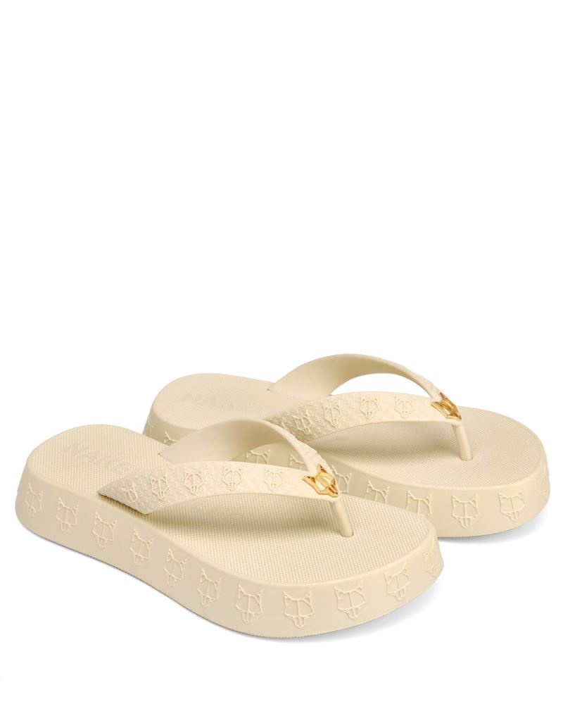 Women's Naked Wolfe Holiday Flip Flops Beige | PHILIPPINES ZDPWKNE14