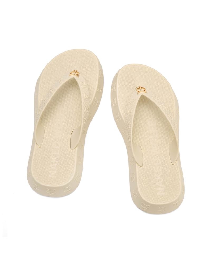 Women's Naked Wolfe Holiday Flip Flops Beige | PHILIPPINES ZDPWKNE14