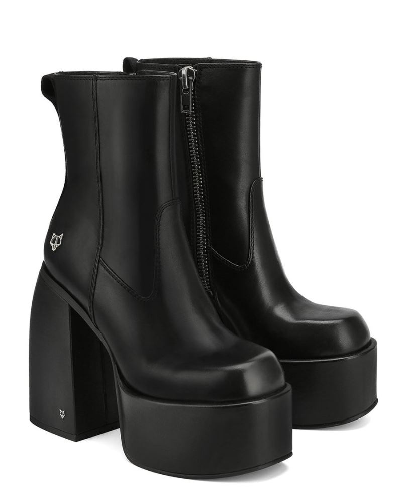 Women's Naked Wolfe Jailbreaker Leather Platform Boots Black | PHILIPPINES YWPQHCG38