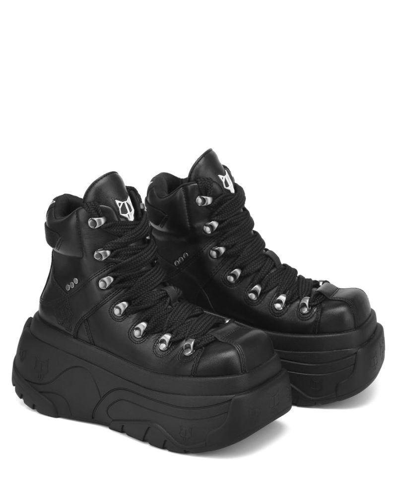 Women's Naked Wolfe Radiant Leather Sneakers Black | PHILIPPINES FSMELUW85