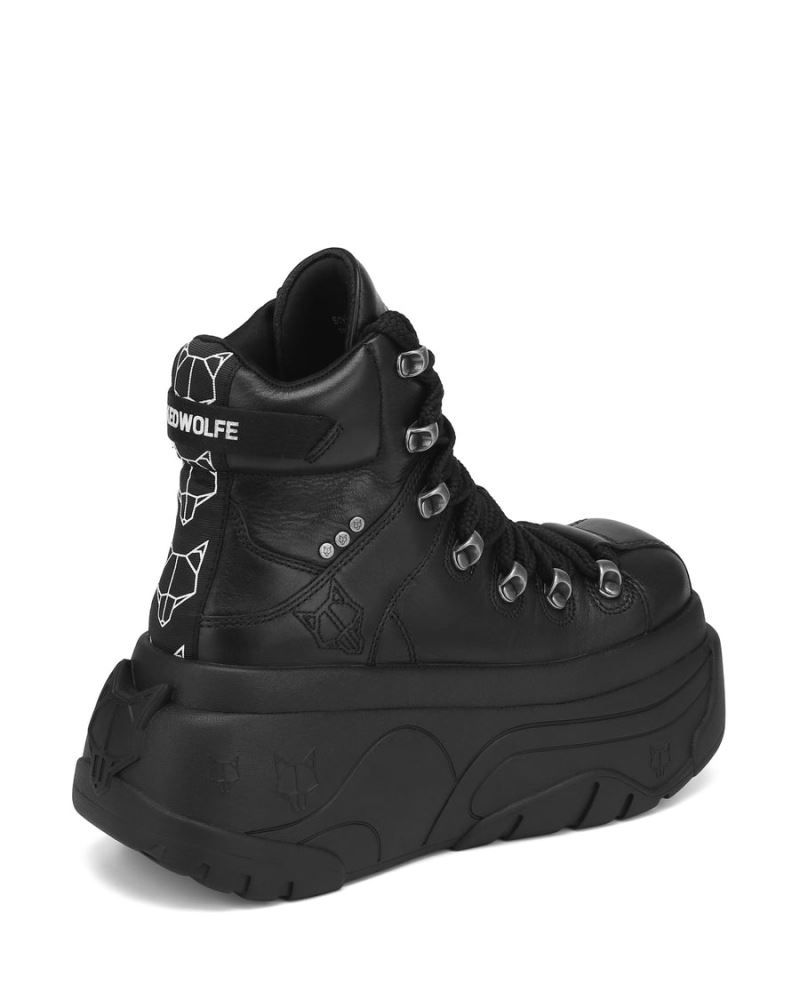 Women's Naked Wolfe Radiant Leather Sneakers Black | PHILIPPINES FSMELUW85