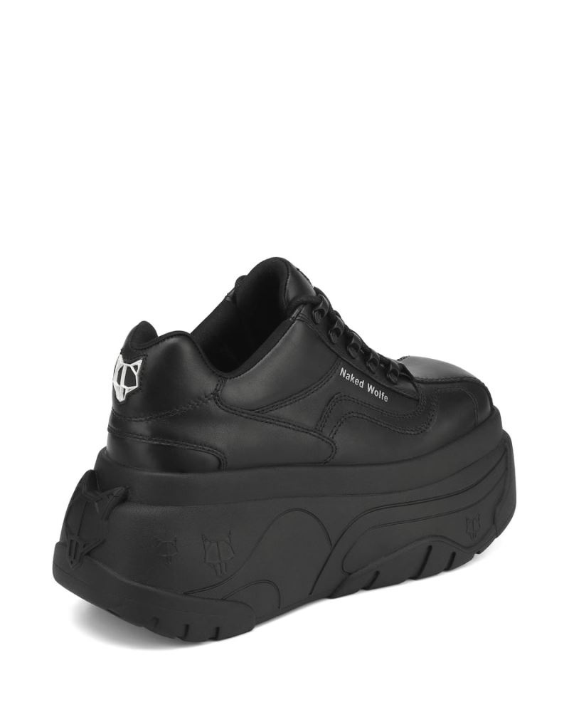 Women's Naked Wolfe Satisfy Leather Sneakers Black | PHILIPPINES AFOMSYD36