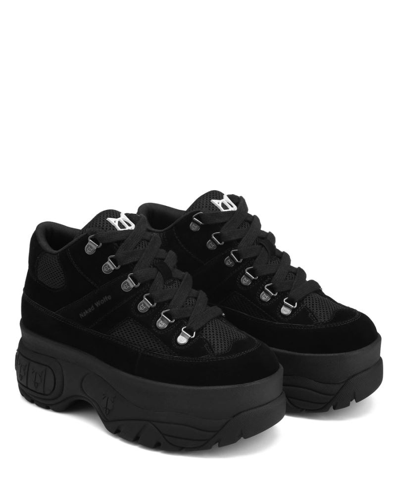 Women's Naked Wolfe Slash Kid Suede Sneakers Black | PHILIPPINES VFUBRHE15