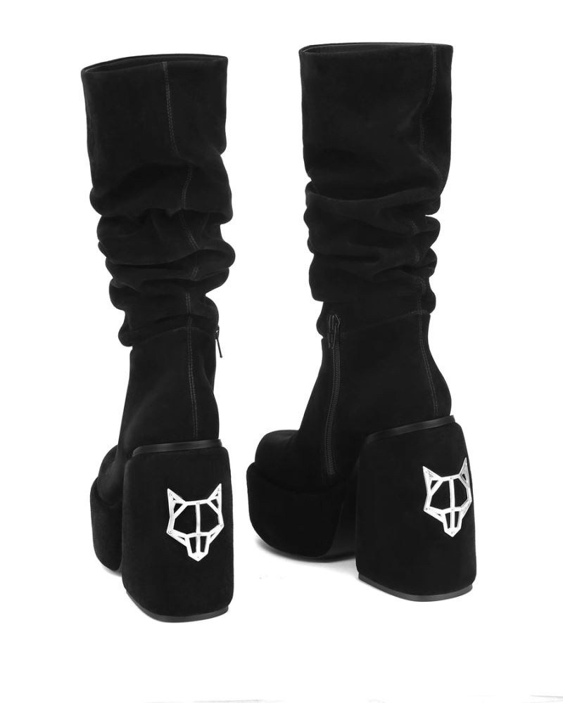 Women's Naked Wolfe Space Kid Suede Platform Boots Black | PHILIPPINES XODVAKS53