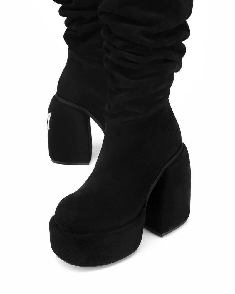 Women's Naked Wolfe Space Kid Suede Platform Boots Black | PHILIPPINES XODVAKS53