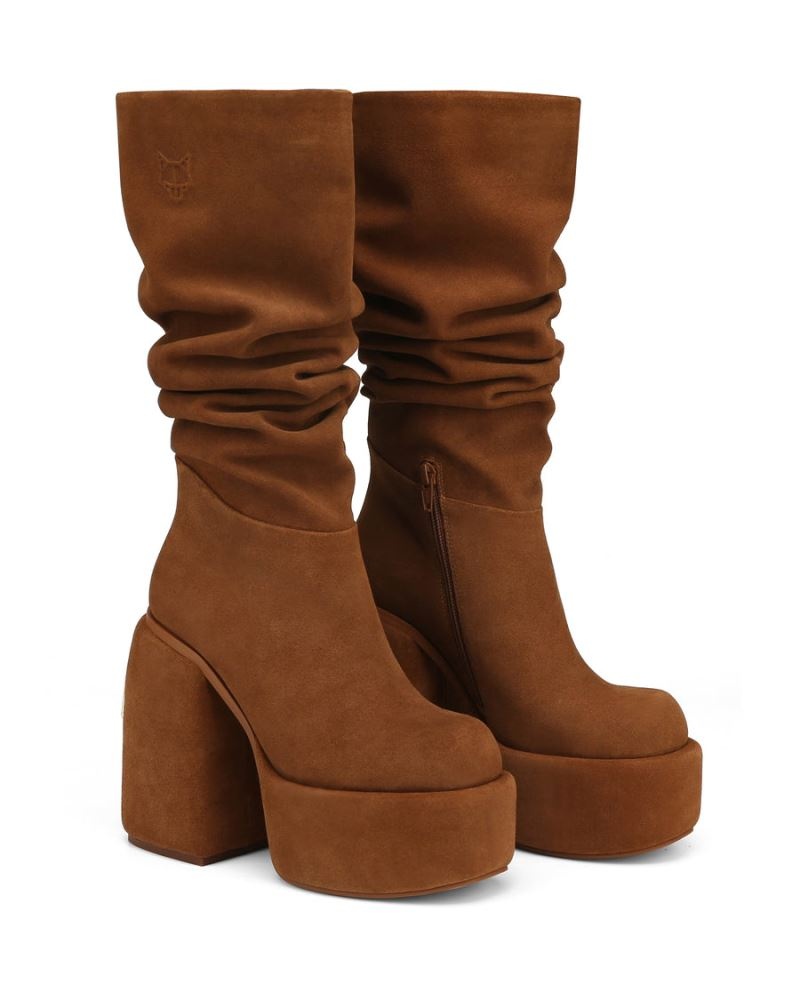 Women's Naked Wolfe Space Kid Suede Platform Boots Brown | PHILIPPINES DRJZQNX09