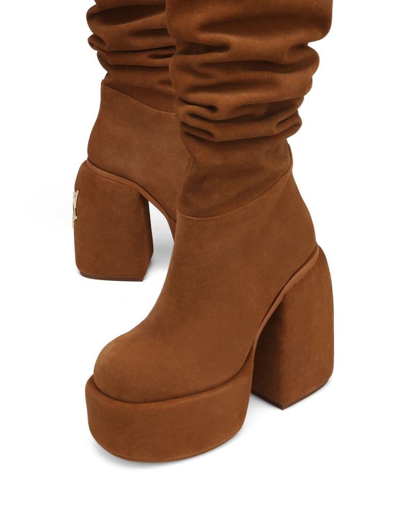 Women's Naked Wolfe Space Kid Suede Platform Boots Brown | PHILIPPINES DRJZQNX09