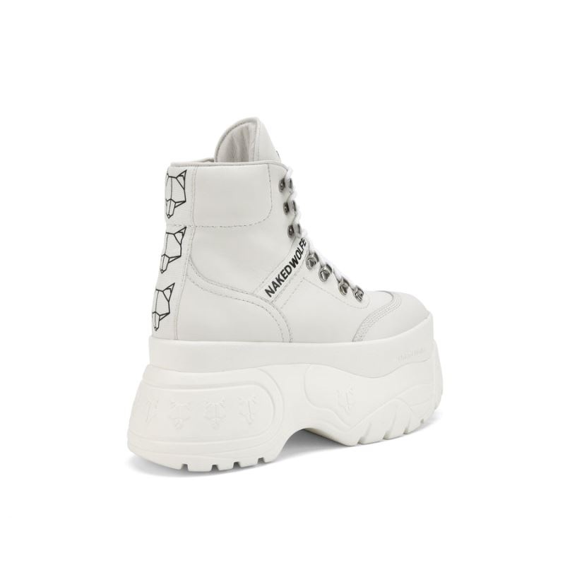 Women's Naked Wolfe Spike Leather Sneakers White | PHILIPPINES BQFGVUR47